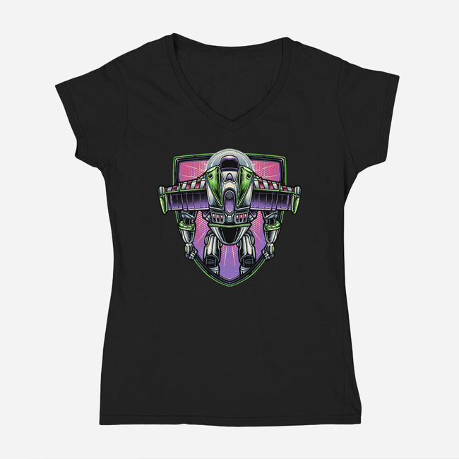 The Mission Beyond Infinity-Womens-V-Neck-Tee-glitchygorilla