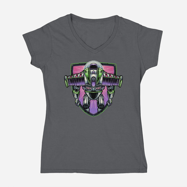 The Mission Beyond Infinity-Womens-V-Neck-Tee-glitchygorilla