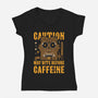 May Bite Before Caffeine-Womens-V-Neck-Tee-BadBox