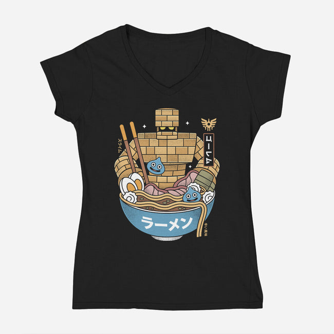 Erdrea Monsters Ramen Grunge-Womens-V-Neck-Tee-LAGELANTEE