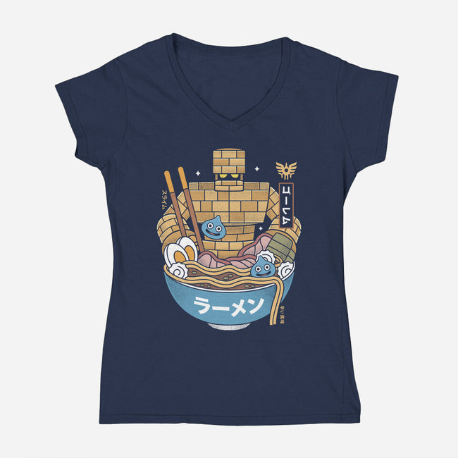 Erdrea Monsters Ramen Grunge-Womens-V-Neck-Tee-LAGELANTEE