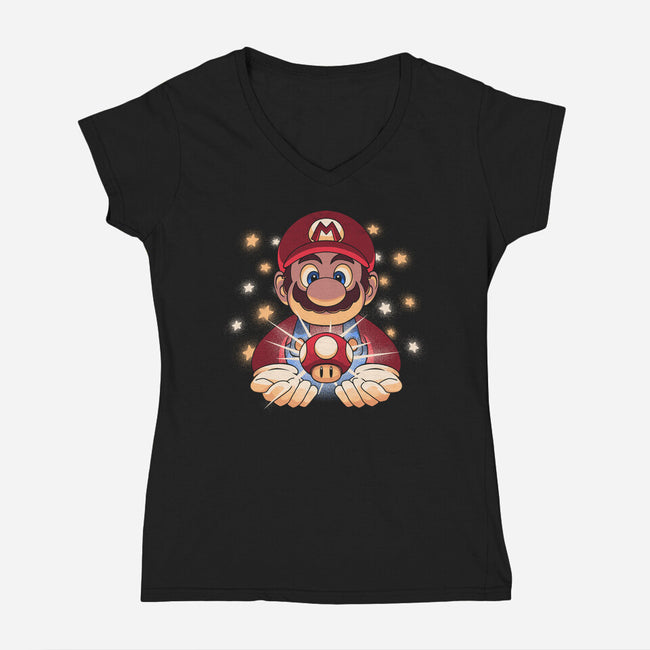 The Power Up-Womens-V-Neck-Tee-grevalra