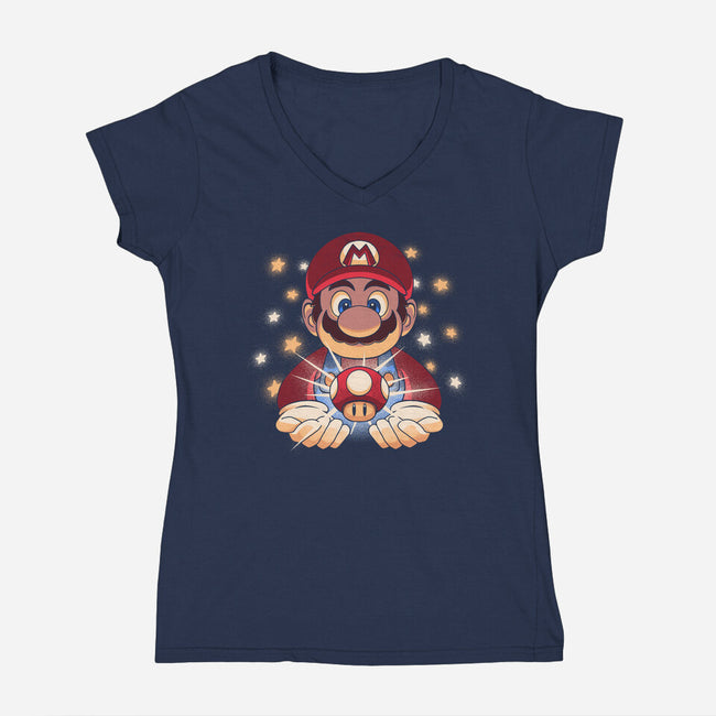 The Power Up-Womens-V-Neck-Tee-grevalra