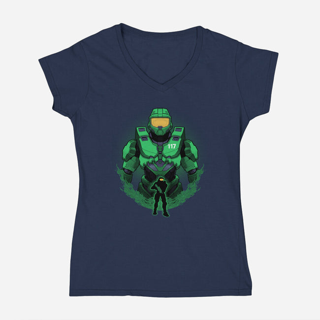 Spartan-117 Shadowwork-Womens-V-Neck-Tee-Astrobot Invention