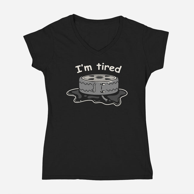 I'm Tired-Womens-V-Neck-Tee-tobefonseca