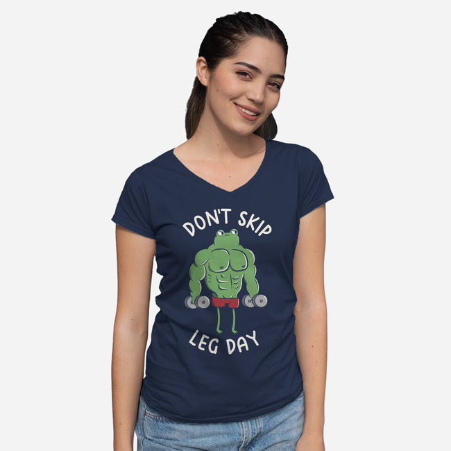 Don't Skip Leg Day-Womens-V-Neck-Tee-tobefonseca