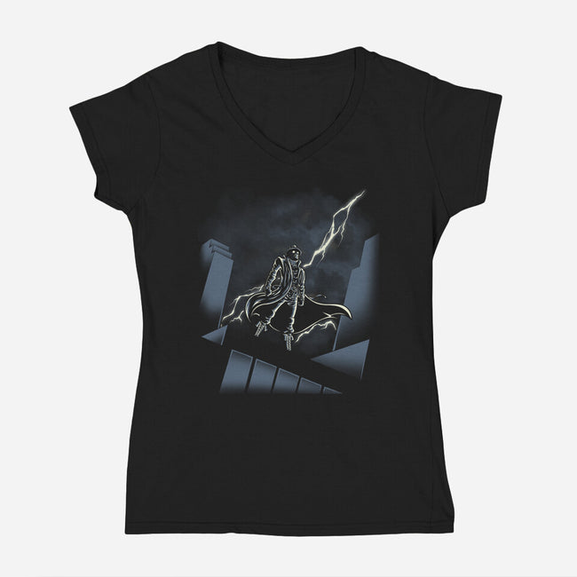 Noir Animated-Womens-V-Neck-Tee-Betmac