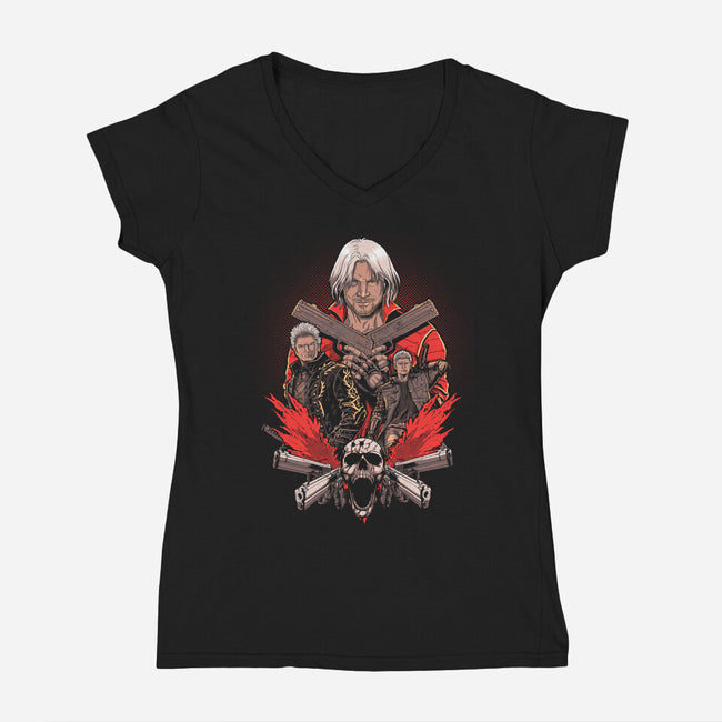 Don't Cry For Me Devil-Womens-V-Neck-Tee-Diego Oliver