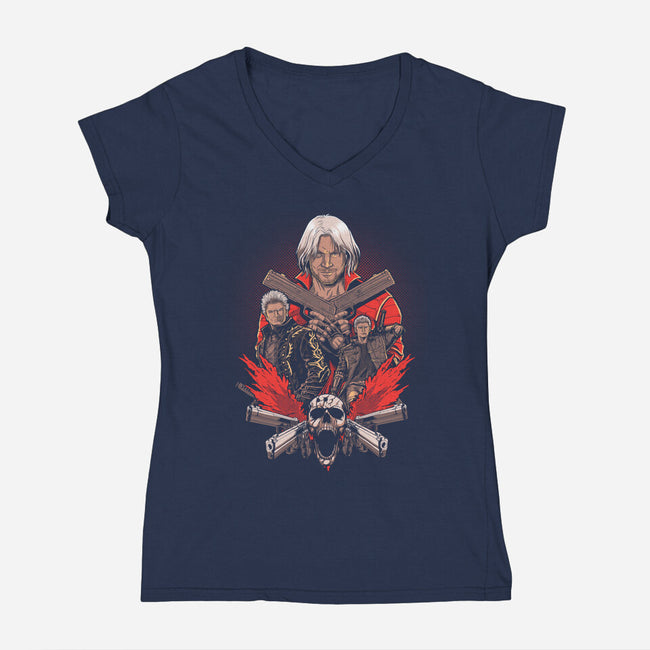 Don't Cry For Me Devil-Womens-V-Neck-Tee-Diego Oliver