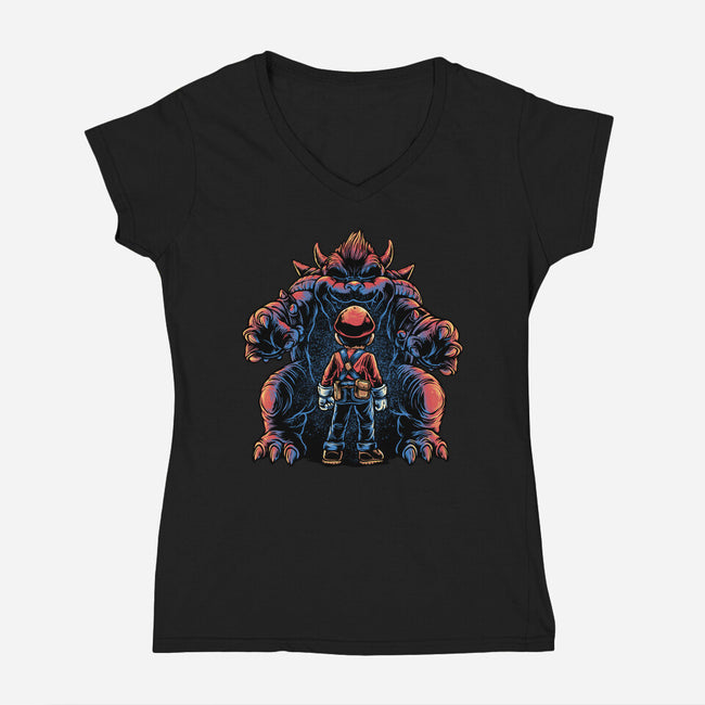Encounter In The Castle-Womens-V-Neck-Tee-glitchygorilla
