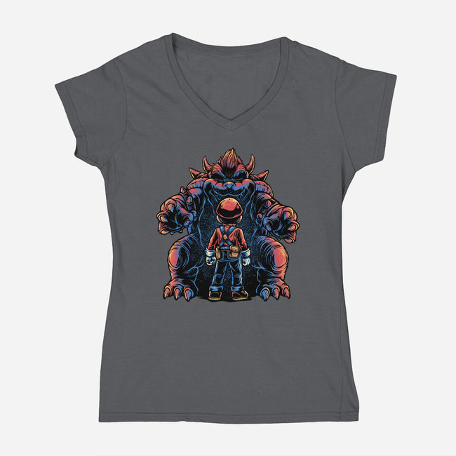 Encounter In The Castle-Womens-V-Neck-Tee-glitchygorilla