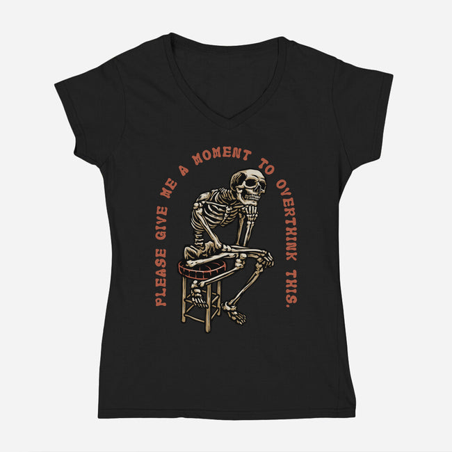 A Moment To Overthink-Womens-V-Neck-Tee-glitchygorilla