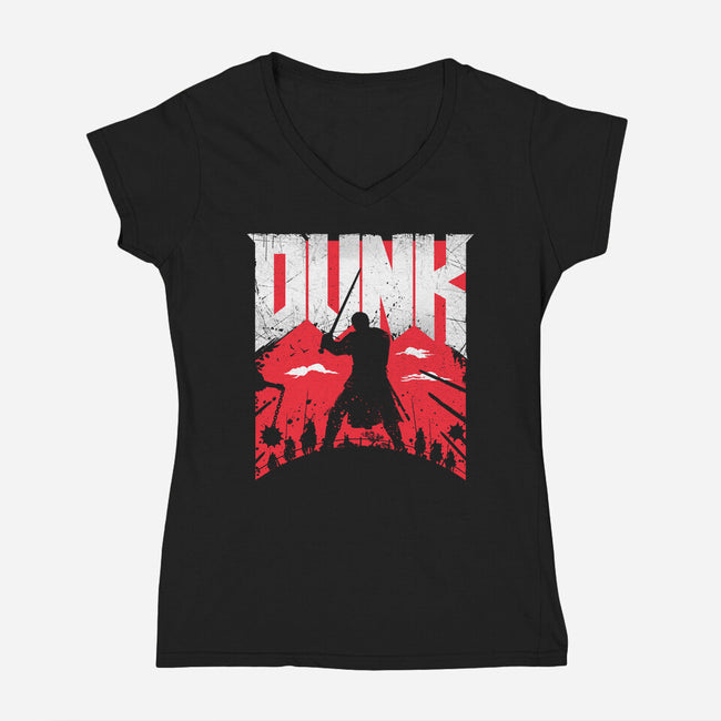 Slayer Dunk-Womens-V-Neck-Tee-rocketman_art