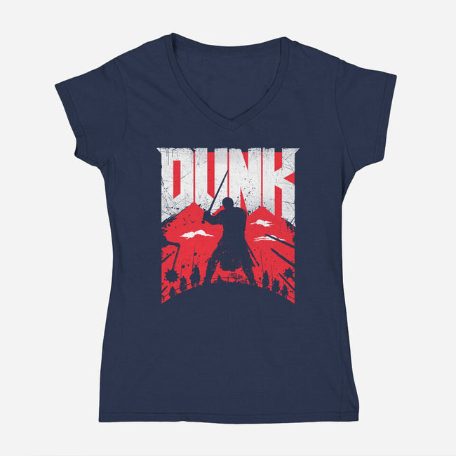 Slayer Dunk-Womens-V-Neck-Tee-rocketman_art