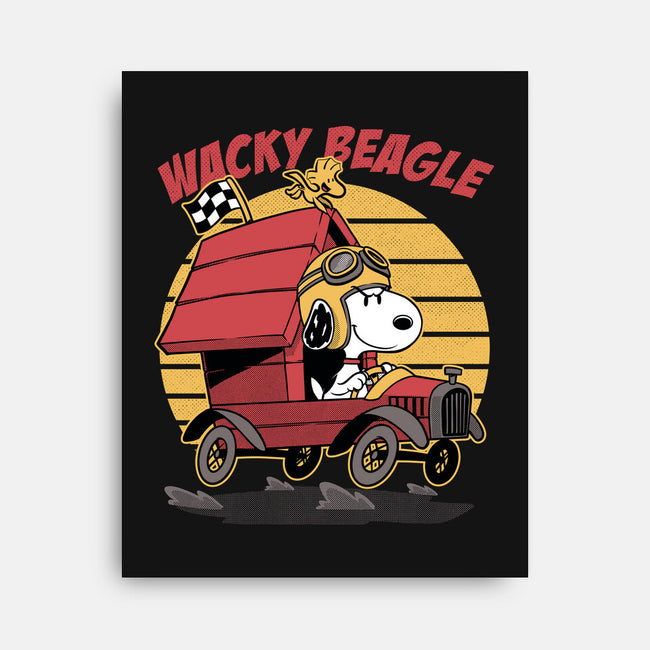 Wacky Beagle Car-None-Stretched-Canvas-Studio Mootant