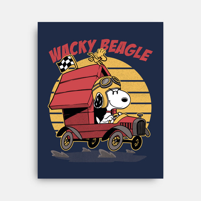 Wacky Beagle Car-None-Stretched-Canvas-Studio Mootant