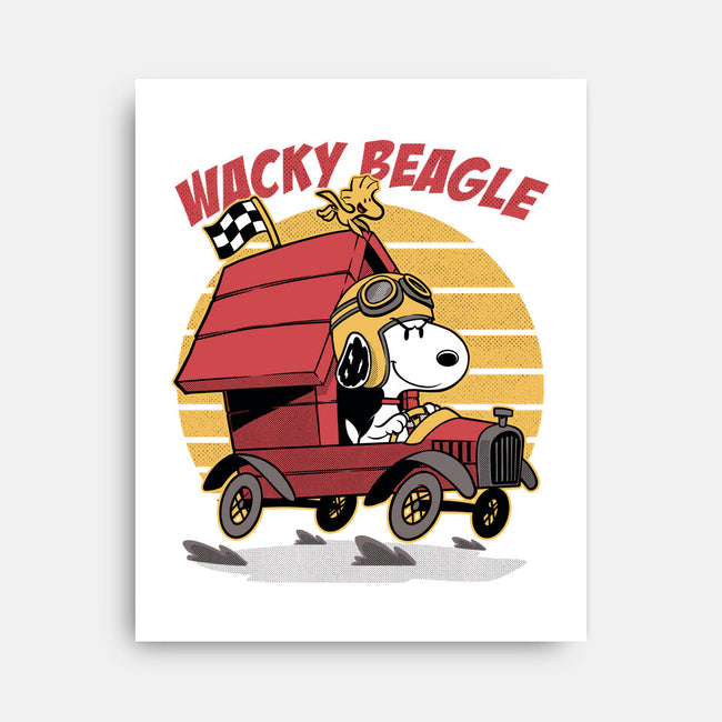 Wacky Beagle Car-None-Stretched-Canvas-Studio Mootant