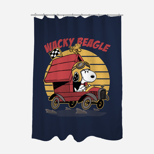 Wacky Beagle Car-None-Polyester-Shower Curtain-Studio Mootant
