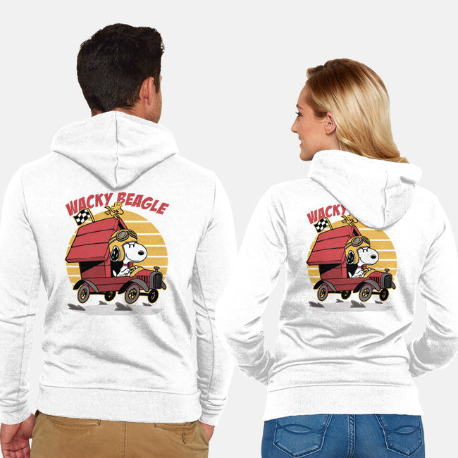 Wacky Beagle Car-Unisex-Zip-Up-Sweatshirt-Studio Mootant