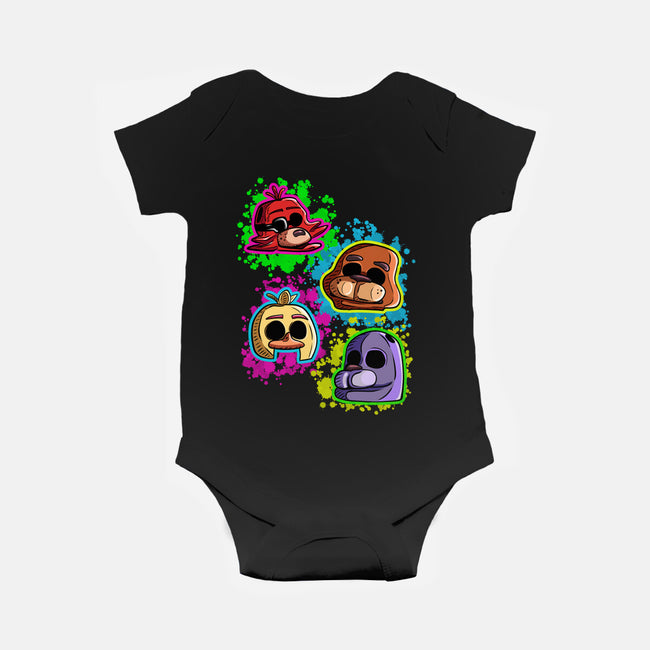 Five Nights Heads-Baby-Basic-Onesie-nickzzarto