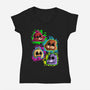 Five Nights Heads-Womens-V-Neck-Tee-nickzzarto