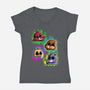 Five Nights Heads-Womens-V-Neck-Tee-nickzzarto