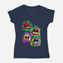 Five Nights Heads-Womens-V-Neck-Tee-nickzzarto