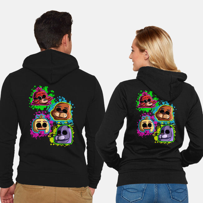 Five Nights Heads-Unisex-Zip-Up-Sweatshirt-nickzzarto
