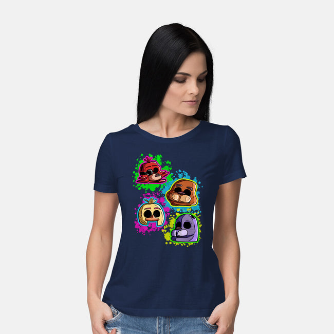 Five Nights Heads-Womens-Basic-Tee-nickzzarto