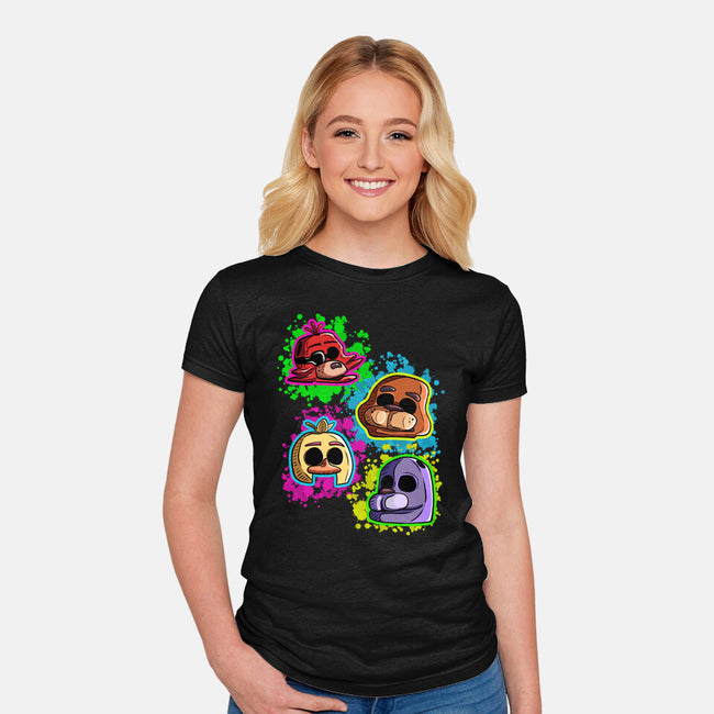 Five Nights Heads-Womens-Fitted-Tee-nickzzarto