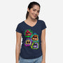 Five Nights Heads-Womens-V-Neck-Tee-nickzzarto