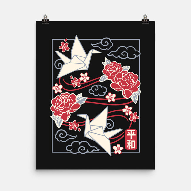 Origami Peace Crane-None-Matte-Poster-NemiMakeit