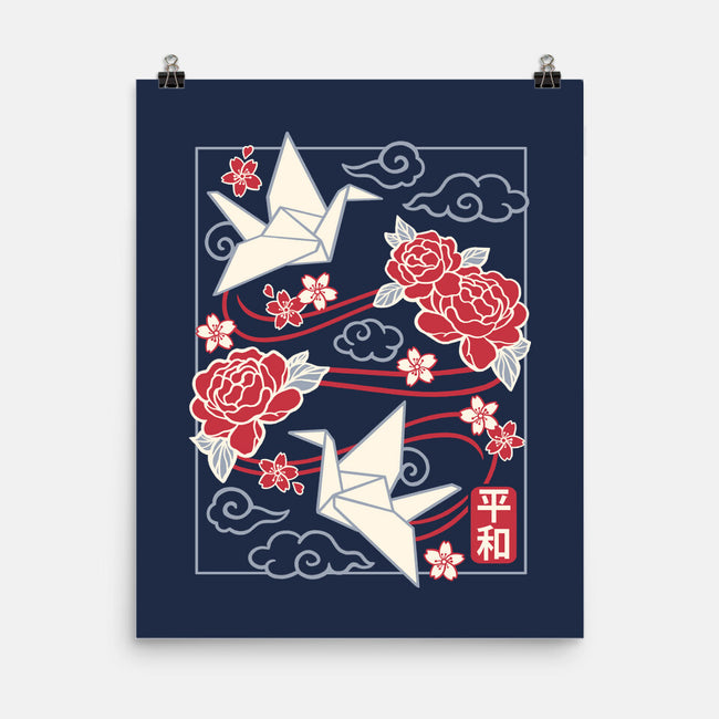 Origami Peace Crane-None-Matte-Poster-NemiMakeit