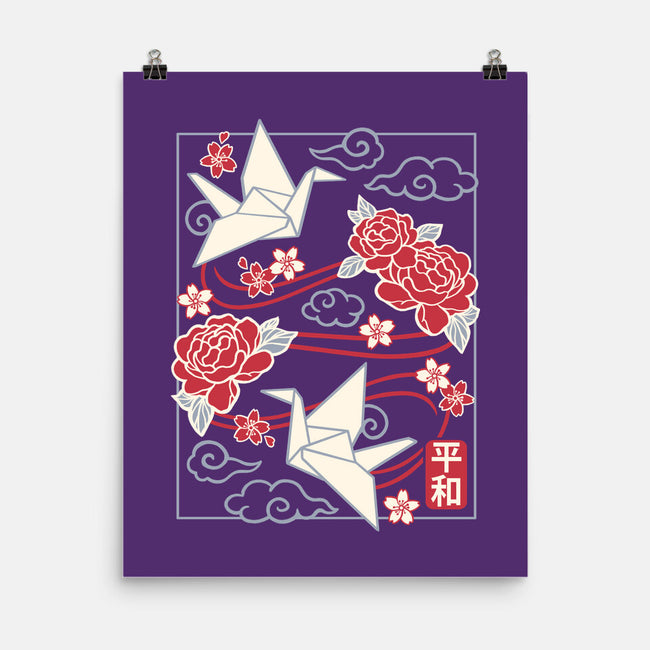 Origami Peace Crane-None-Matte-Poster-NemiMakeit