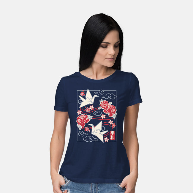 Origami Peace Crane-Womens-Basic-Tee-NemiMakeit