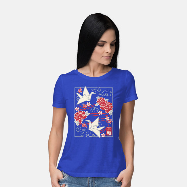 Origami Peace Crane-Womens-Basic-Tee-NemiMakeit
