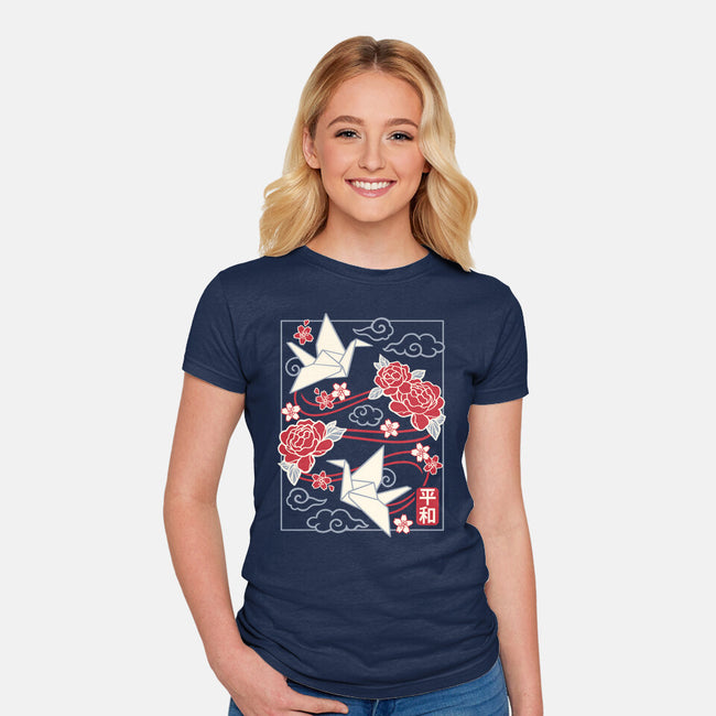 Origami Peace Crane-Womens-Fitted-Tee-NemiMakeit