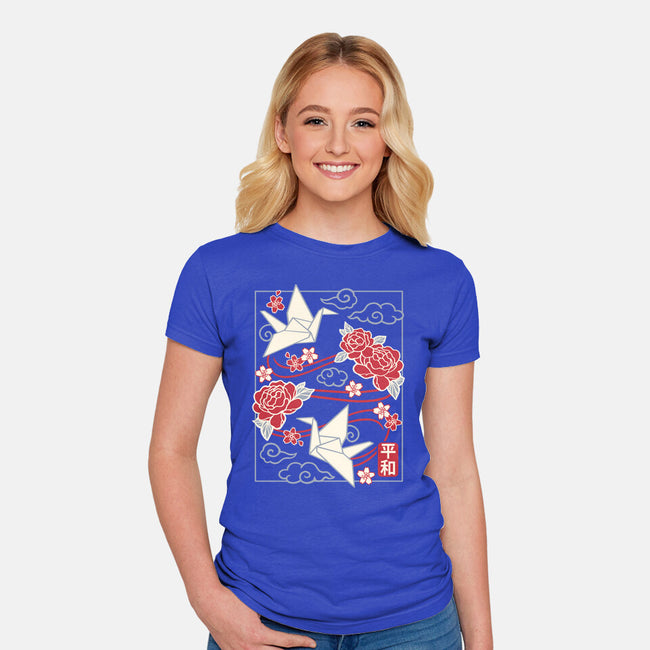 Origami Peace Crane-Womens-Fitted-Tee-NemiMakeit