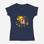 Space Oddity-Womens-V-Neck-Tee-kharmazero