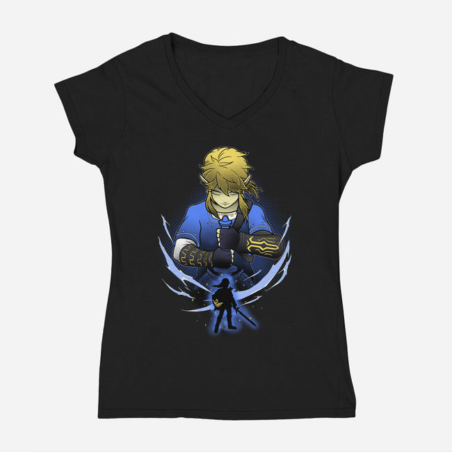 Hylian Champion Shadowwork-Womens-V-Neck-Tee-Astrobot Invention