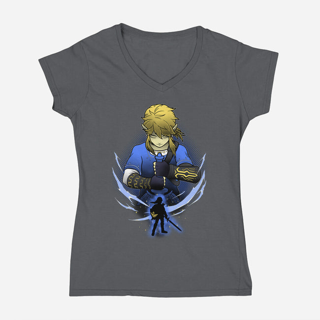 Hylian Champion Shadowwork-Womens-V-Neck-Tee-Astrobot Invention