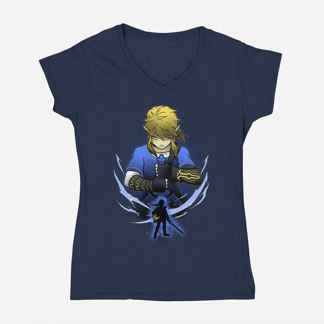 Hylian Champion Shadowwork-Womens-V-Neck-Tee-Astrobot Invention