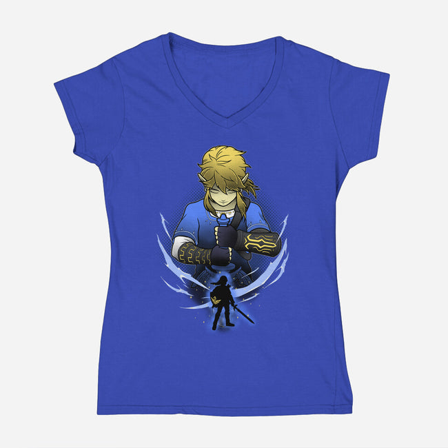 Hylian Champion Shadowwork-Womens-V-Neck-Tee-Astrobot Invention