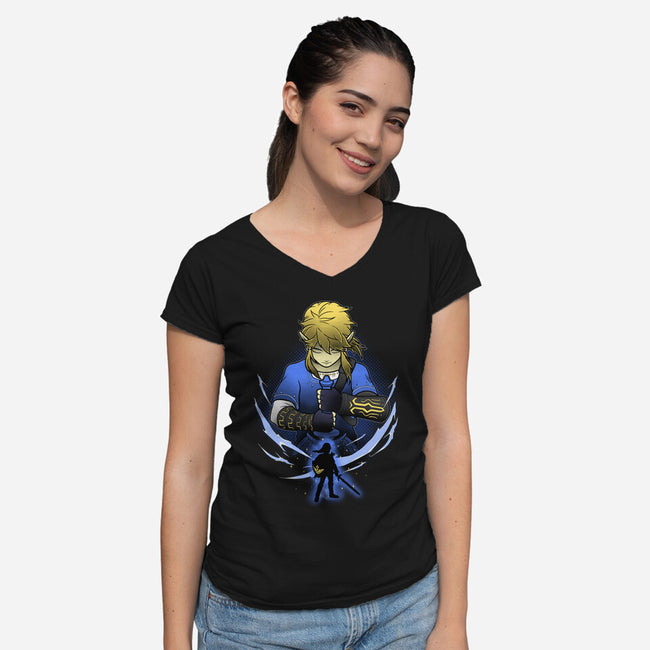 Hylian Champion Shadowwork-Womens-V-Neck-Tee-Astrobot Invention