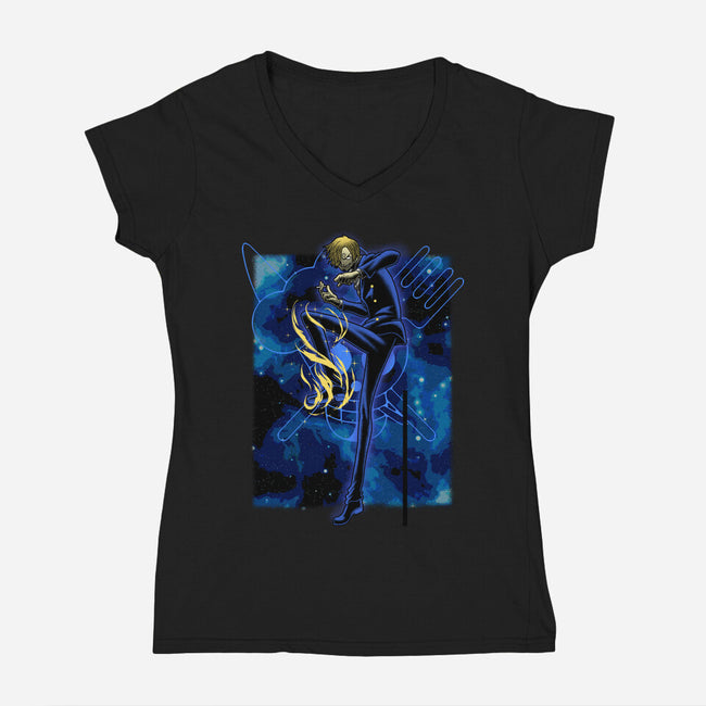 Black Leg Shadow Nebula-Womens-V-Neck-Tee-Astrobot Invention