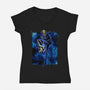 Black Leg Shadow Nebula-Womens-V-Neck-Tee-Astrobot Invention