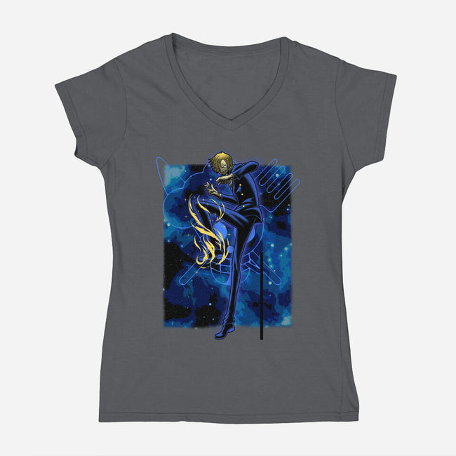 Black Leg Shadow Nebula-Womens-V-Neck-Tee-Astrobot Invention