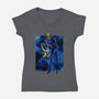 Black Leg Shadow Nebula-Womens-V-Neck-Tee-Astrobot Invention