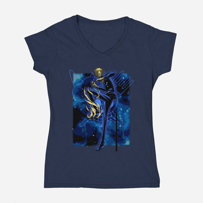 Black Leg Shadow Nebula-Womens-V-Neck-Tee-Astrobot Invention