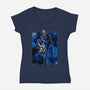 Black Leg Shadow Nebula-Womens-V-Neck-Tee-Astrobot Invention